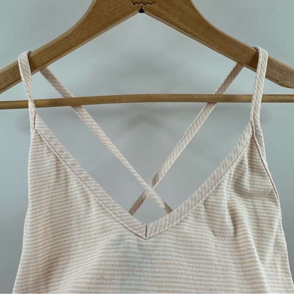 Forever 21 Light Pink & White Striped Bodysuit – Crisscross Back, Size Medium - Picture 3 of 7